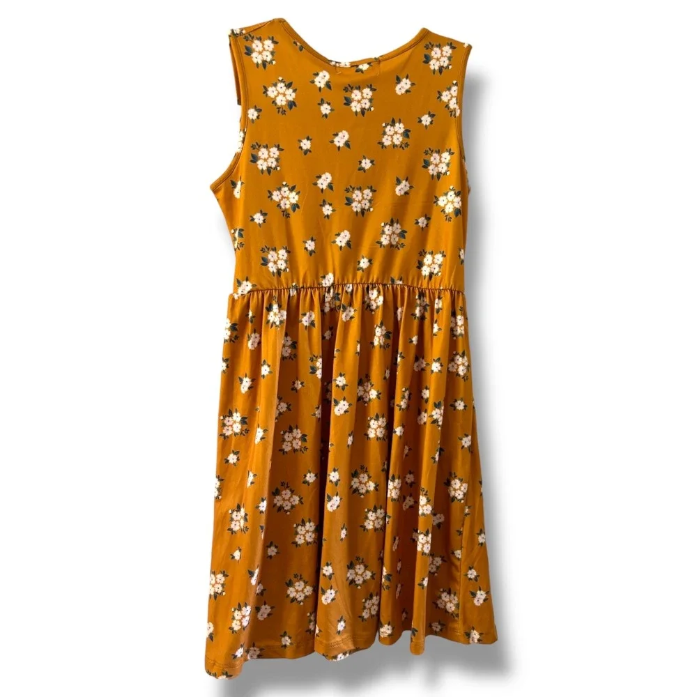 Soho Blue Kids Girls‎ Mustard Yellow Floral Sleeveless Dress Size 8 NWOT